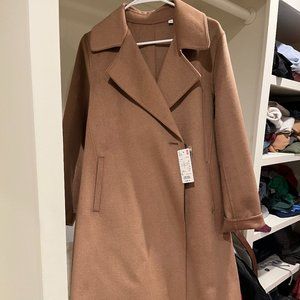 Uniqlo Wool Blend Wrap Long Camel Coat